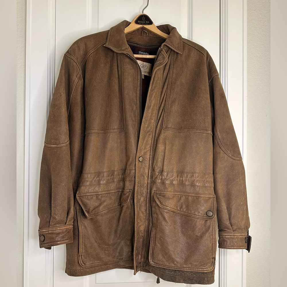 Timberland Brown Leather Field Jacket - Men's Small
